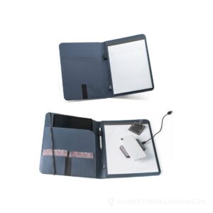 EMERGE FOLDER II. Teczka A4 z 300D poliestru pochodzącego (100% rPET) z zamknięciem na gumkę - granatowy – zdjęcia produktu