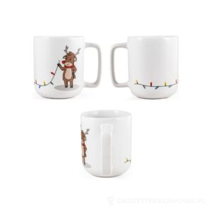 REINDEER. Kubek z nadrukiem świątecznym 330 ml - biały – zdjęcia produktu