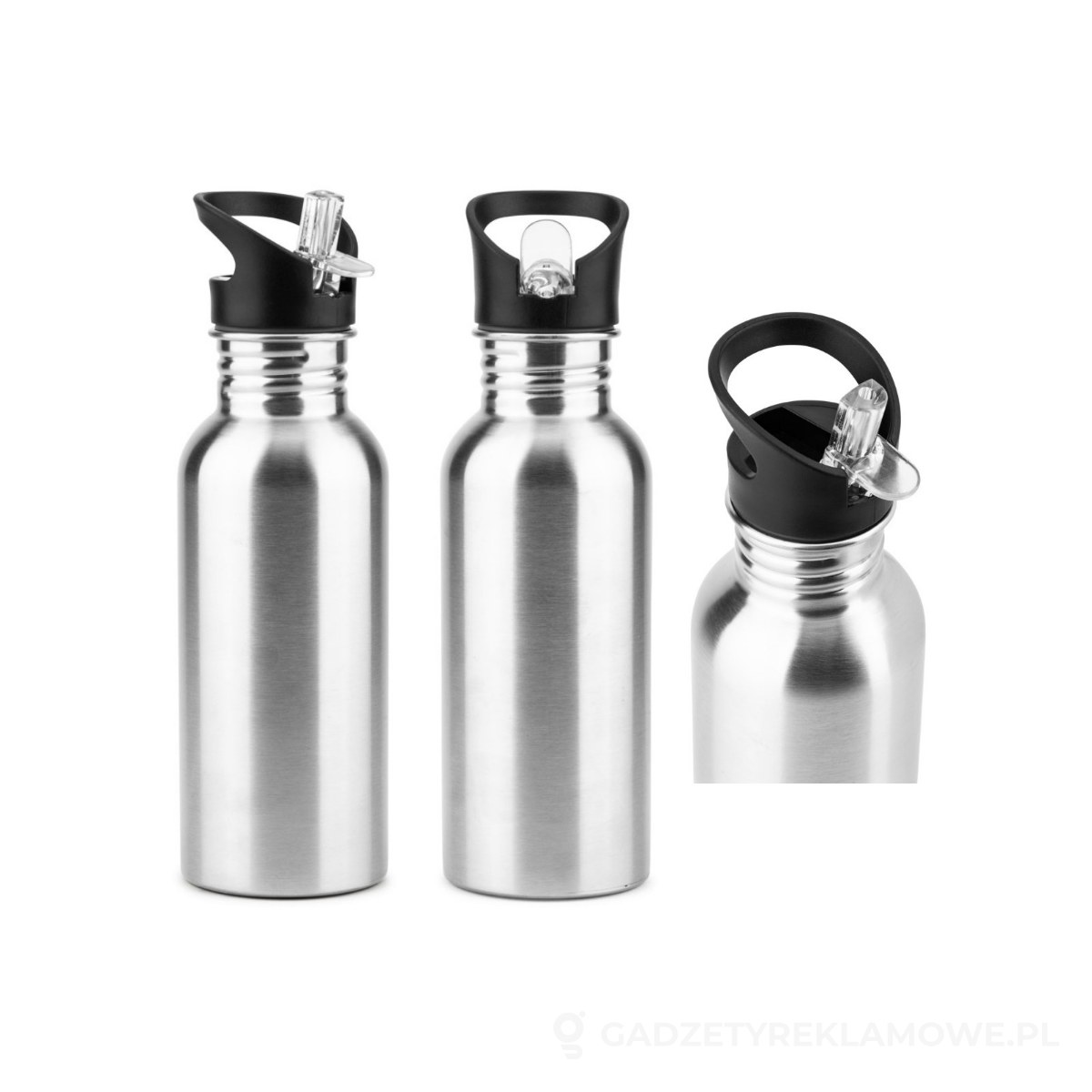 STR-94383-127-wariant-watermark EDBERG. Butelka ze stali nierdzewnej z pojedynczą ścianką - srebrny – zdjęcia produktu
