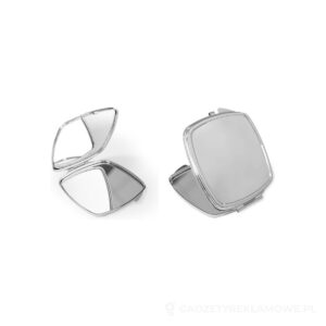 SHIMMER. Podwójne metalowe lusterko do torebki - srebrny – zdjęcia produktu
