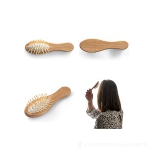 DERN. Drewniana szczotka do włosów z bambusowymi ząbkami - naturalny – zdjęcia produktu