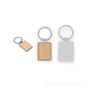 GASTON RECTANGULAR. Prostokątny brelok z żelaza z cynku i bambusa - naturalny – zdjęcia produktu