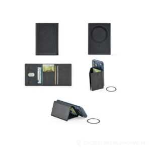 HARALD. Portfel magnetyczny PU o dużej pojemności z blokadą RFID - czarny – zdjęcia produktu