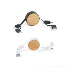 RUBINS. Zwijany kabel USB 6 w 1 z ABS pochodzącego z recyklingu (100% rABS) i bambusa – dostępne kolory