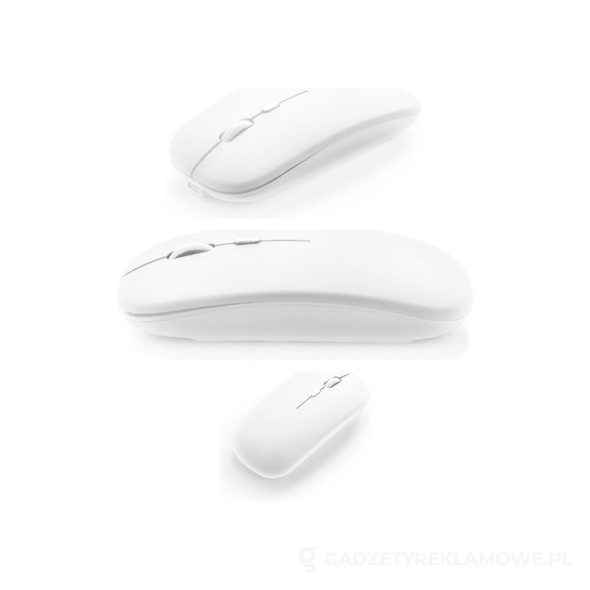 STR-97129-106-wariant-watermark KHAN. Mysz bezprzewodowa z baterią 500 mAh wykonaną w ABS pochodzącego z recyklingu (100% rABS) - biały – zdjęcia produktu