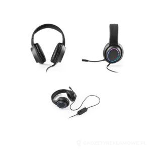 Thorne Headset RGB. Słuchawki ABS z 2-metrowym kablem, mikrofonem i diodami LED RGB - czarny – zdjęcia produktu