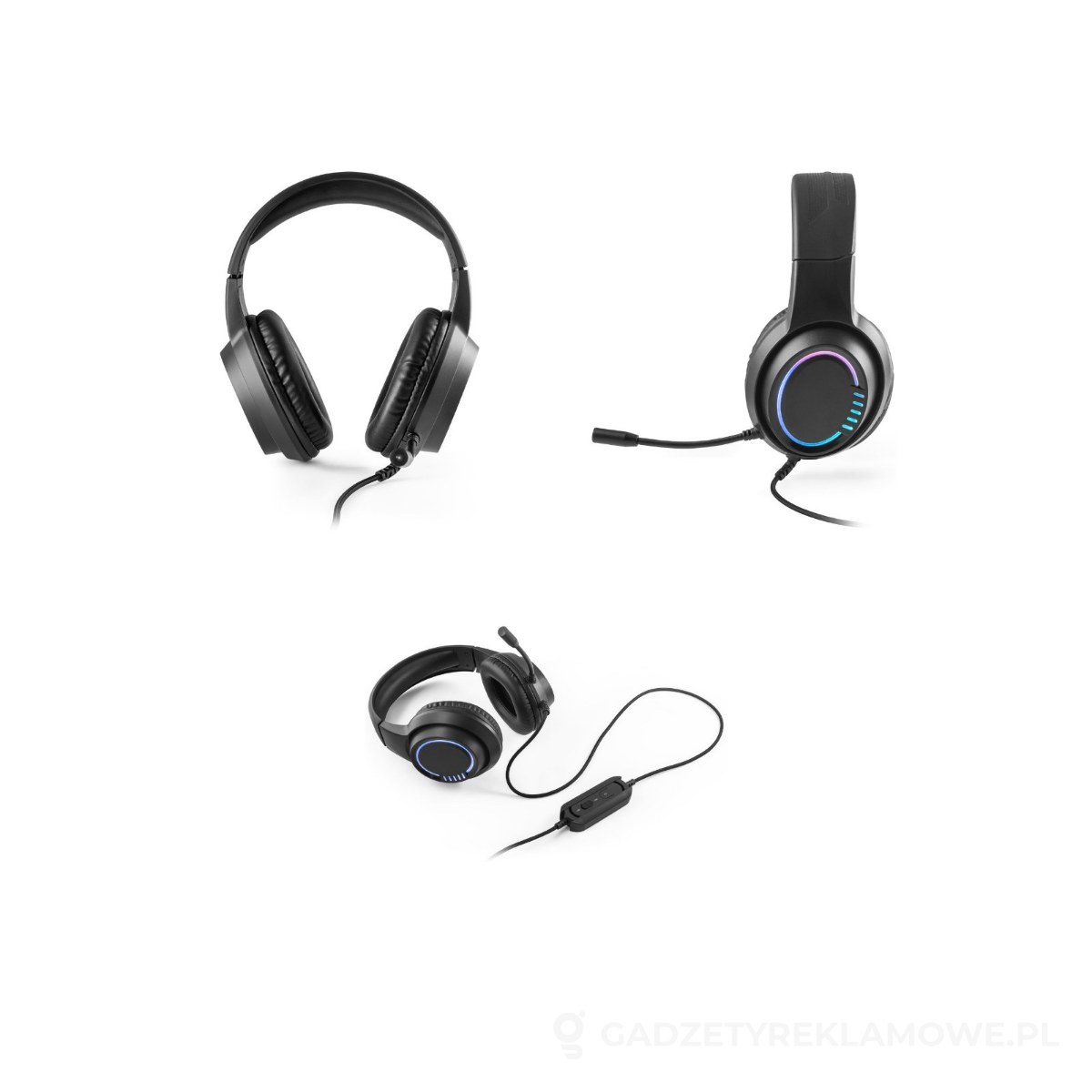 STR-97135-103-wariant-watermark Thorne Headset RGB. Słuchawki ABS z 2-metrowym kablem, mikrofonem i diodami LED RGB - czarny – zdjęcia produktu