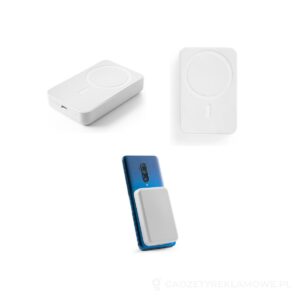 AMPERE 10. Magnetyczny power bank 10 000 mAh z superszybką ładowarką bezprzewodową 15 W wykonany w ABS pochodzącego z recyklingu (100% rABS) - biały – zdjęcia produktu