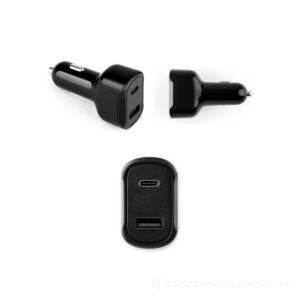 DIRAC. Adapter do zapalniczki z portem USB-A 18W i USB-C 20W wykonany w 100% z rABS - czarny – zdjęcia produktu