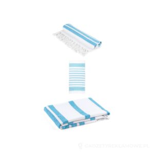 SARDENHA. Ręcznik plażowy z bawełny (70% z recyklingu) i poliestru (30% z recyklingu) (180 g/m²) - błękitny – zdjęcia produktu