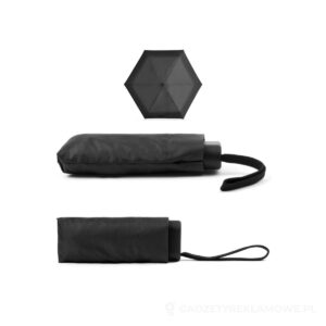 EMMA. 19-calowy kompaktowy mini parasol z pongee 190T - czarny – zdjęcia produktu
