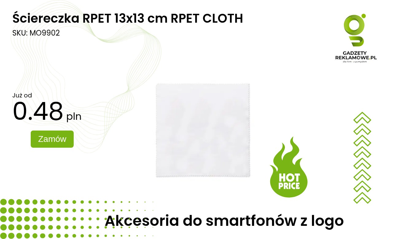 Ściereczka RPET 13x13 cm RPET CLOTH Ściereczka z materiału RPET o wymiarach 13 na 13 cm
