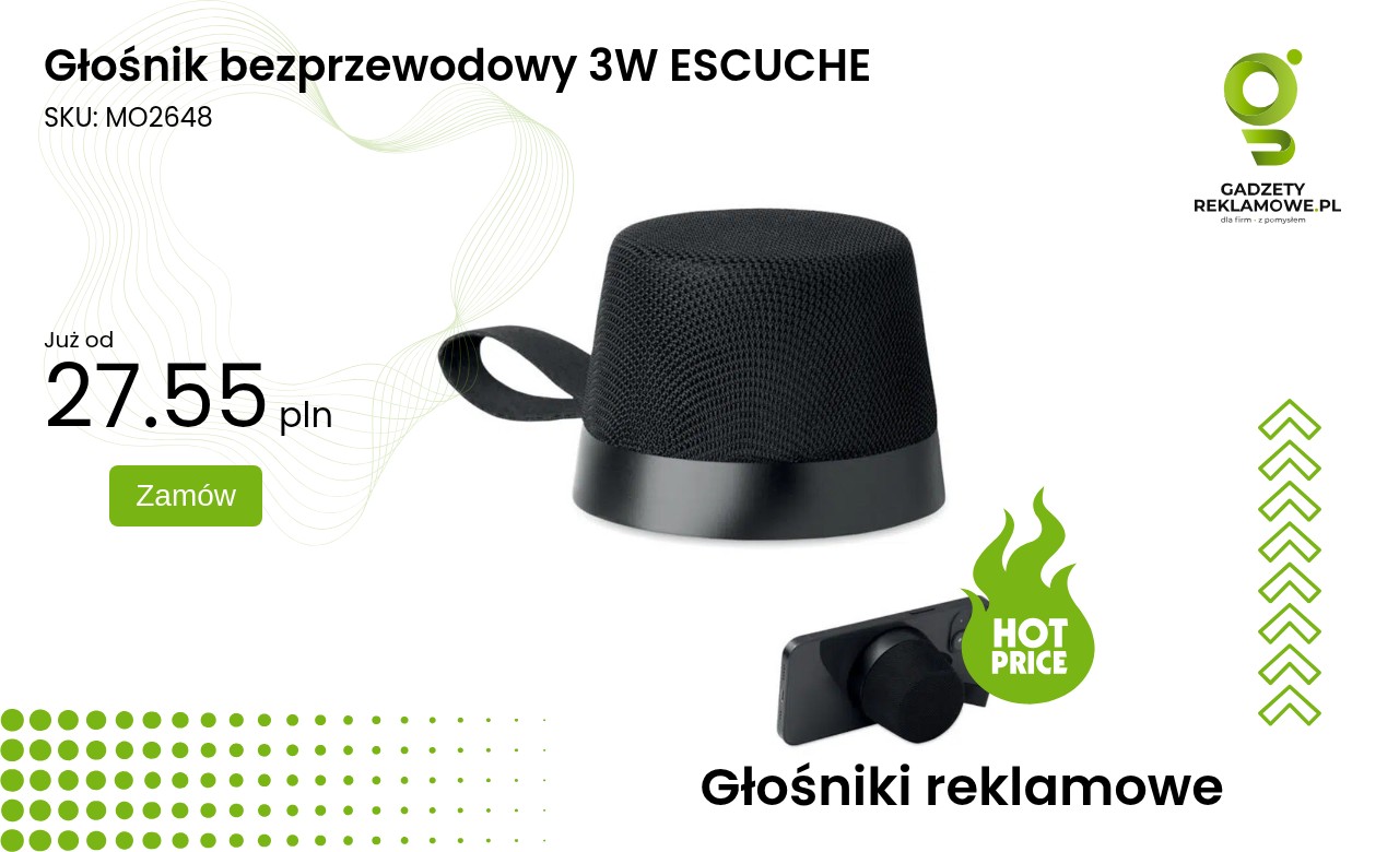 Głośnik bezprzewodowy 3W ESCUCHE Głośnik bezprzewodowy 3W ESCUCHE w kolorze czarnym