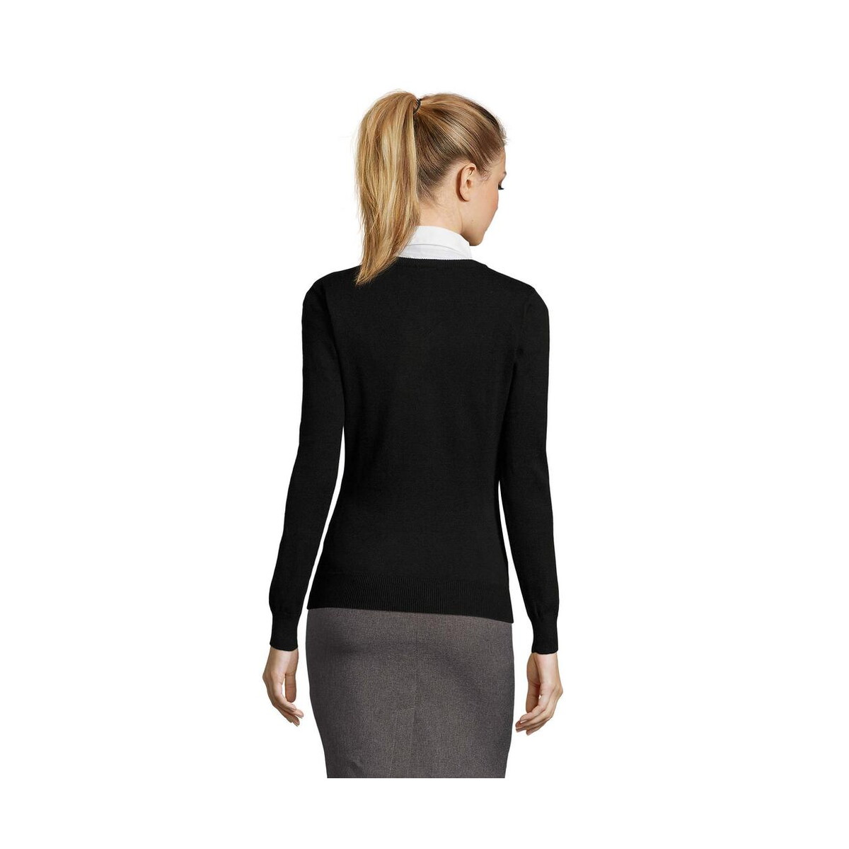Swetry z logo – galaxy women v-neck sweater galaxy women s90010-bk-back GALAXY WOMEN V-NECK SWEATER GALAXY WOMEN s90010-bk-back