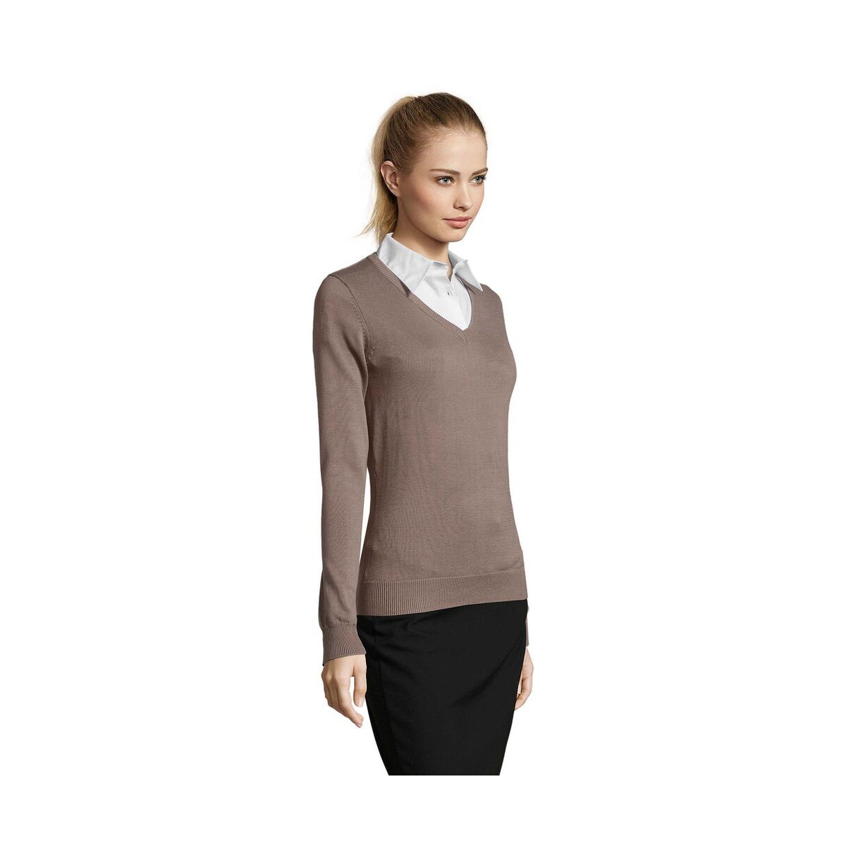 Swetry z logo – galaxy women v-neck sweater galaxy women s90010-ep-side GALAXY WOMEN V-NECK SWEATER GALAXY WOMEN s90010-ep-side