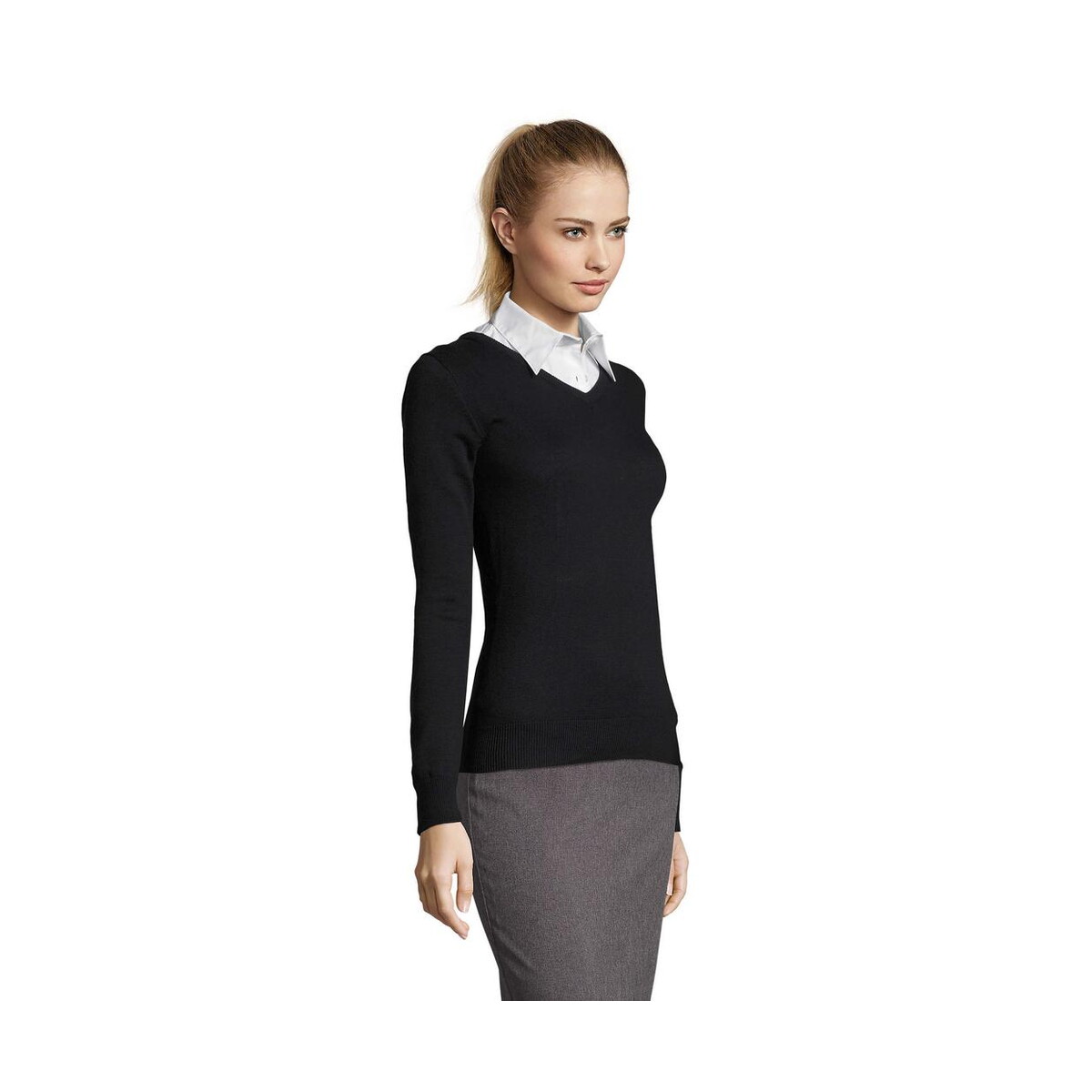 Swetry z logo – galaxy women v-neck sweater galaxy women s90010-ny-side GALAXY WOMEN V-NECK SWEATER GALAXY WOMEN s90010-ny-side