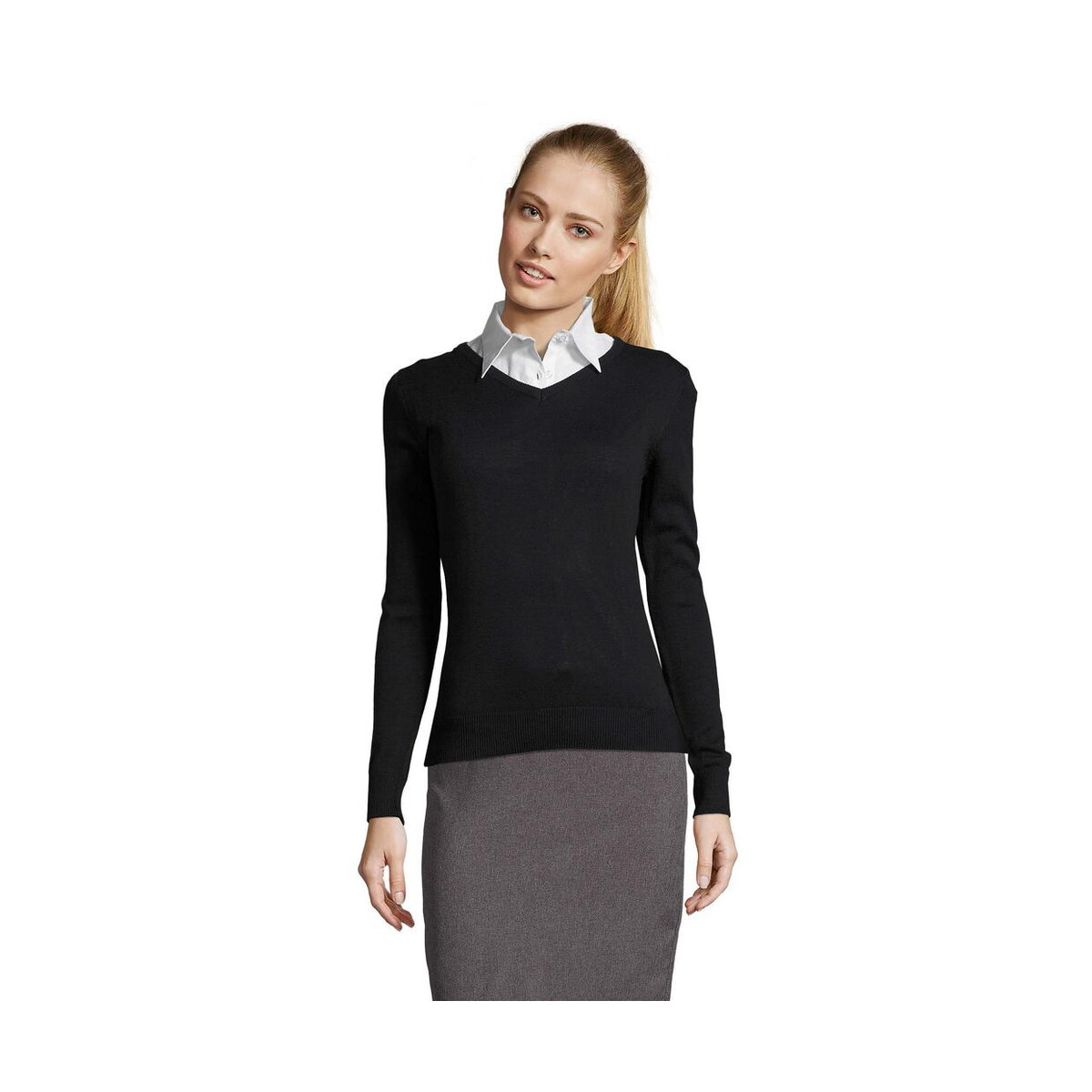Swetry z logo – galaxy women v-neck sweater galaxy women s90010-ny GALAXY WOMEN V-NECK SWEATER GALAXY WOMEN s90010-ny