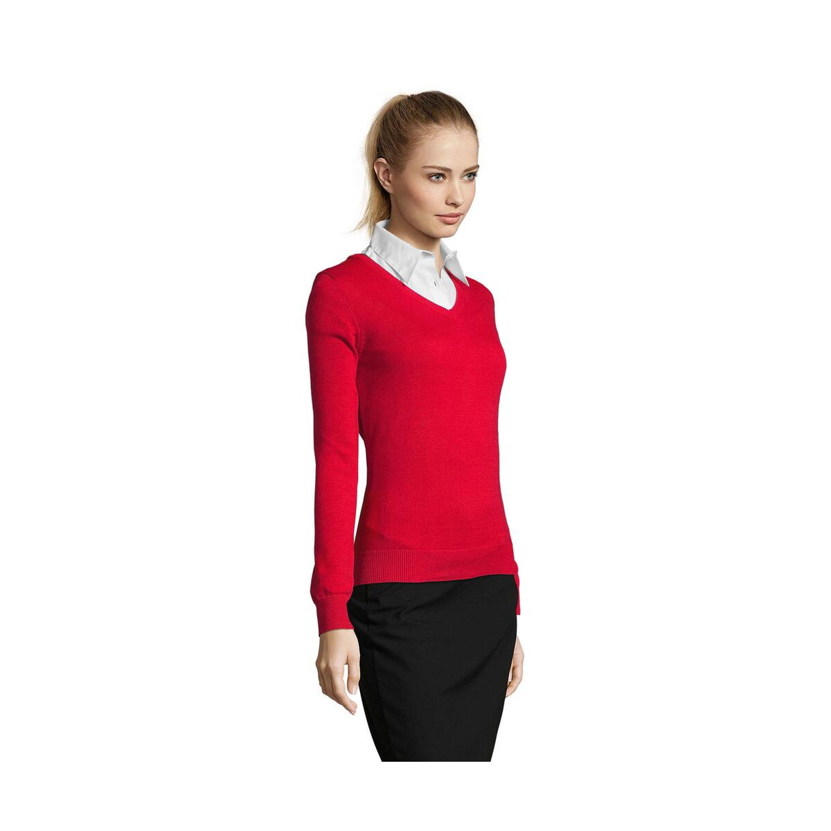Swetry z logo – galaxy women v-neck sweater galaxy women s90010-rd-side GALAXY WOMEN V-NECK SWEATER GALAXY WOMEN s90010-rd-side