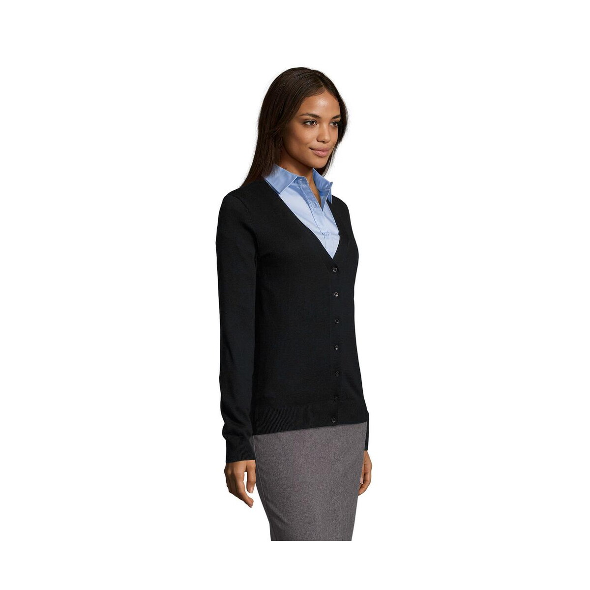 Swetry z logo – golden women v neck cardiga golden women s90012-bk-side GOLDEN WOMEN V NECK CARDIGA GOLDEN WOMEN s90012-bk-side